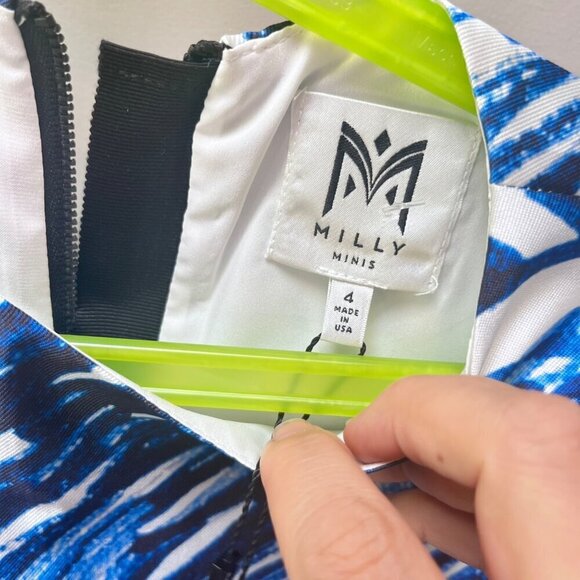 Milly Minis Scribble Print Chloe Dress Blue/White Size 4‎ - Picture 3 of 6